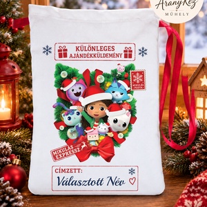 Névre szóló Mikulás zsák, Gabi babaháza, Karácsony, Mikulás, Mikulás zsák, Varrás, MESKA