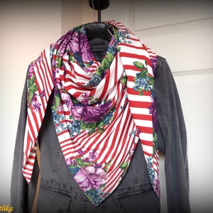 Csíkos-rózsás, óriás méretű sálkendő/strandkendő (dupla réteg anyagból) -  - Meska.hu