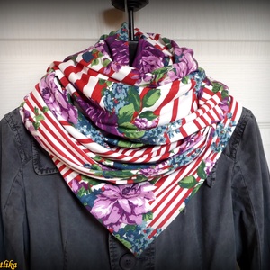 Csíkos-rózsás, óriás méretű sálkendő/strandkendő (dupla réteg anyagból) -  - Meska.hu