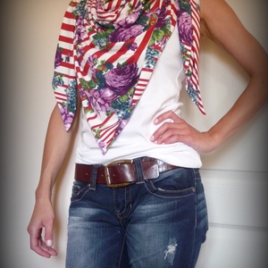 Csíkos-rózsás, óriás méretű sálkendő/strandkendő (dupla réteg anyagból) -  - Meska.hu