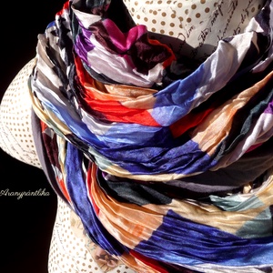 BOHÓCRUHA  gyűrt, tarka csősál (hernyóselyem-pamut) -  - Meska.hu