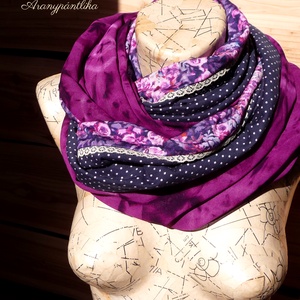 Pöttyös- virágos romantikus csősál csipkével (orgonalila-bíbor-sötétkék, vékonyabb) - ruha & divat - sál, sapka, kendő - sál - Meska.hu Pöttyös- virágos romantikus csősál csipkével (orgonalila-bíbor-sötétkék, vékonyabb) - ruha & divat - sál, sapka, kendő - sál - Meska.hu