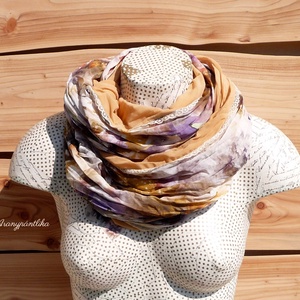 Okkeres, őszies.... (gyűrt csipkés csősál-Aranypántlika) - ruha & divat - sál, sapka, kendő - sál - Meska.hu