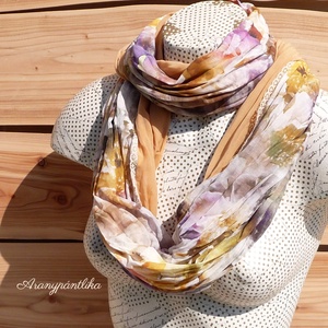 Okkeres, őszies.... (gyűrt csipkés csősál-Aranypántlika) - ruha & divat - sál, sapka, kendő - sál - Meska.hu