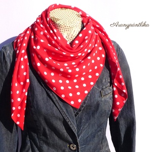 AKCIÓS: DOLLY piros-fehér pöttyös pamut kendő  -  - Meska.hu