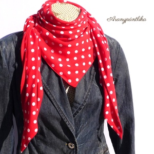 AKCIÓS: DOLLY piros-fehér pöttyös pamut kendő  -  - Meska.hu