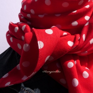 AKCIÓS: DOLLY piros-fehér pöttyös pamut kendő  -  - Meska.hu