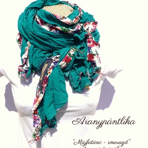 Májfatánc - smaragd tavaszi-őszi sál (Aranypántlika) - ruha & divat - sál, sapka, kendő - sál - Meska.hu Májfatánc - smaragd tavaszi-őszi sál (Aranypántlika) - ruha & divat - sál, sapka, kendő - sál - Meska.hu