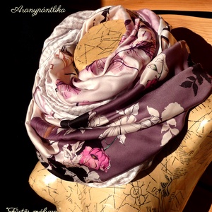 Füstös mályva EXTRA SZÉLES hernyóselyem-szaténselyem csősál - Aranypántlika - Meska.hu