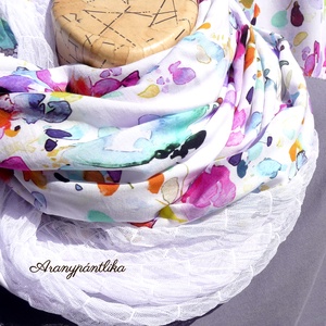 Tüllös akvarell EXTRA SZÉLES csipkés csősál - Aranypántlika - Meska.hu