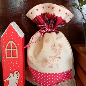 Rénszarvasos mikulás zsák  - karácsony - mikulás - mikulás zsák - Meska.hu