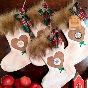 4 db szőrmés mikulás csizma - karácsony - mikulás - mikulás csizma és zokni - Meska.hu
