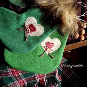 3 db szőrmés mikulás csizma (zöldek) - karácsony - mikulás - mikulás csizma és zokni - Meska.hu