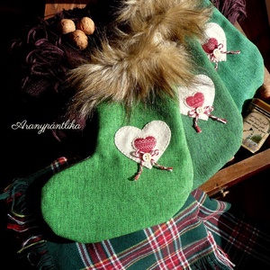 3 db szőrmés mikulás csizma (zöldek) - Meska.hu