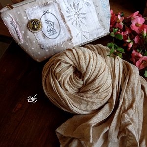 Natúr sál + neszeszer szett nyuszikával - táska & tok - neszesszer - Meska.hu