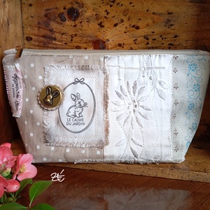 Natúr sál + neszeszer szett nyuszikával - táska & tok - neszesszer - Meska.hu