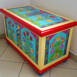 Tulipános láda , Otthon & Életmód, Tárolás & Rendszerezés, Láda, Festészet, Festett tárgyak, MESKA