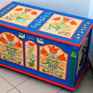 Tulipános láda (Árgyélus láda), Esküvő, Emlék & Ajándék, Nászajándék, Nászajándék gyűjtők, Festészet, MESKA
