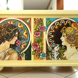 ALFONS MUCHA láda - Szecessziós Tulipános Láda  - otthon & életmód - bútor - más bútor - Meska.hu