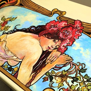 ALFONS MUCHA láda - Szecessziós Tulipános Láda  - otthon & életmód - bútor - más bútor - Meska.hu