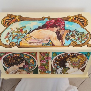 ALFONS MUCHA láda - Szecessziós Tulipános Láda  - otthon & életmód - bútor - más bútor - Meska.hu