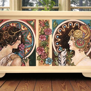 ALFONS MUCHA láda - Szecessziós Tulipános Láda  - otthon & életmód - bútor - más bútor - Meska.hu