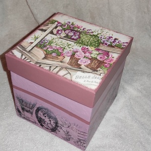 Ajándék doboz, tároló doboz, virágbox, Otthon & Életmód, Dekoráció, Asztal és polc dekoráció, Díszdoboz, Festett tárgyak, Decoupage, transzfer és szalvétatechnika, MESKA