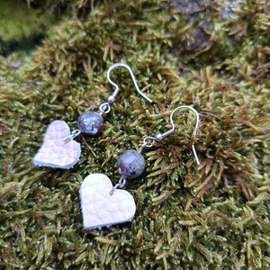 Szív alakú fülbevaló , Ékszer, Fülbevaló, Lógó fülbevaló, Ékszerkészítés, Bőrművesség, MESKA