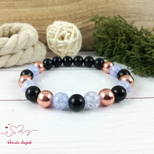 Aranyló napfény kék hegyikristály hematit ónix ásvány karkötő - ékszer - karkötő - bogyós karkötő - Meska.hu