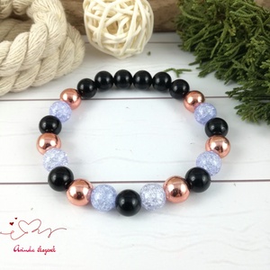 Aranyló napfény kék hegyikristály hematit ónix ásvány karkötő - ékszer - karkötő - bogyós karkötő - Meska.hu