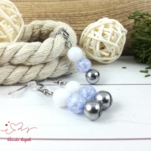 Gondoskodás kék hegyikristály hematit jade ásvány nyaklánc fülbevaló orvosi fém nemesacél szerelékkel - ékszer - ékszerszett - Meska.hu