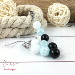 Pozitív gondolatok kék hegyikristály jade ónix ásvány nyaklánc fülbevaló orvosi fém nemesacél szerelékkel - ékszer - ékszerszett - Meska.hu