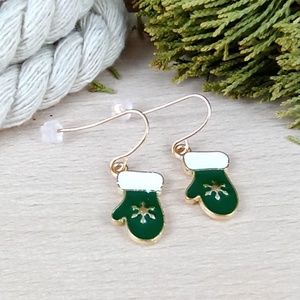 Zöld kesztyű fülbevaló karácsonyra mikulásra télire adventi kalendáriumba nőnek lánynak - ékszer - fülbevaló - lógó fülbevaló - Meska.hu