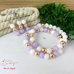 Napsütötte ragyogás lila hegyikristály rosegold hematit jade ásvány nyaklánc fülbevaló orvosi fém nemesacél szerelékkel - ékszer - ékszerszett - Meska.hu