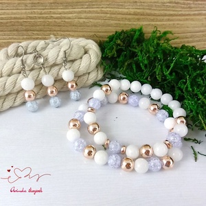 Napsütötte ragyogás farmerkék hegyikristály rosegold hematit jade ásvány nyaklánc fülbevaló orvosi fém nemesacél - ékszer - ékszerszett - Meska.hu