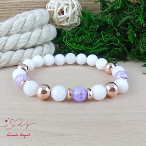 Napsütötte ragyogás lila hegyikristály rosegold hematit jade ásvány karkötő, Ékszer, Karkötő, Gyöngyös karkötő, Ékszerkészítés, Gyöngyfűzés, gyöngyhímzés, Meska