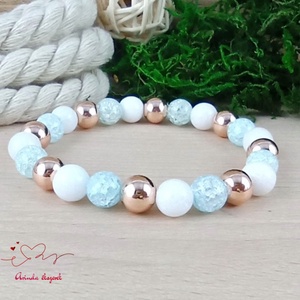 Napsütötte ragyogás kék hegyikristály rosegold hematit jade ásvány karkötő - Meska.hu