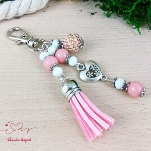 Rózsaszín bojtos kulcstartó táskadísz anyák napja ballagás évzáró pedagógus karácsony szülinap névnap  - táska & tok - kulcstartó & táskadísz - táskadísz - Meska.hu