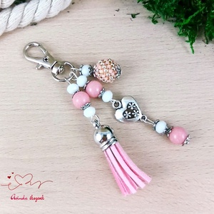 Rózsaszín bojtos kulcstartó táskadísz anyák napja ballagás évzáró pedagógus karácsony szülinap névnap  - táska & tok - kulcstartó & táskadísz - táskadísz - Meska.hu