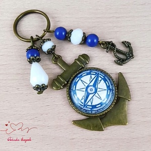 Iránytű üveglencsés kulcstartó táskadísz  - táska & tok - kulcstartó & táskadísz - táskadísz - Meska.hu