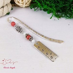 Piros vonalzó szabócenti könyvjelző  - könyv & zene - könyvjelző - Meska.hu