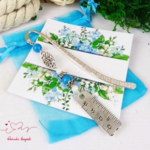 Kék vonalzó szabócenti könyvjelző  - könyv & zene - könyvjelző - Meska.hu