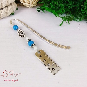 Kék vonalzó szabócenti könyvjelző  - könyv & zene - könyvjelző - Meska.hu