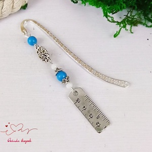 Kék vonalzó szabócenti könyvjelző  - könyv & zene - könyvjelző - Meska.hu