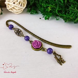 Lila rózsa könyvjelző antik bronz egyedi ajándék ballagásra évzáróra pedagógusnak születésnapra névnapra nőnek lánynak  - könyv & zene - könyvjelző - Meska.hu