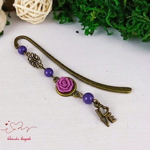 Lila rózsa könyvjelző antik bronz egyedi ajándék ballagásra évzáróra pedagógusnak születésnapra névnapra nőnek lánynak  - könyv & zene - könyvjelző - Meska.hu