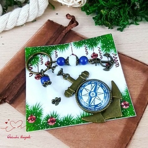 Iránytű üveglencsés kulcstartó táskadísz  - táska & tok - kulcstartó & táskadísz - táskadísz - Meska.hu