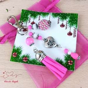 Pink bojtos kulcstartó táskadísz anyák napja ballagás évzáró pedagógus karácsony szülinap névnap  - táska & tok - kulcstartó & táskadísz - táskadísz - Meska.hu