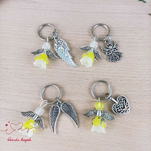 Tudatosság sárga angyalka kulcstartó nőnapi ajándék ajándékkártyával választható medálkával - táska & tok - kulcstartó & táskadísz - kulcstartó - Meska.hu