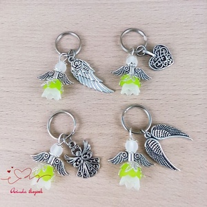 Frissesség zöld angyalka kulcstartó nőnapi ajándék ajándékkártyával választható medálkával - táska & tok - kulcstartó & táskadísz - kulcstartó - Meska.hu
